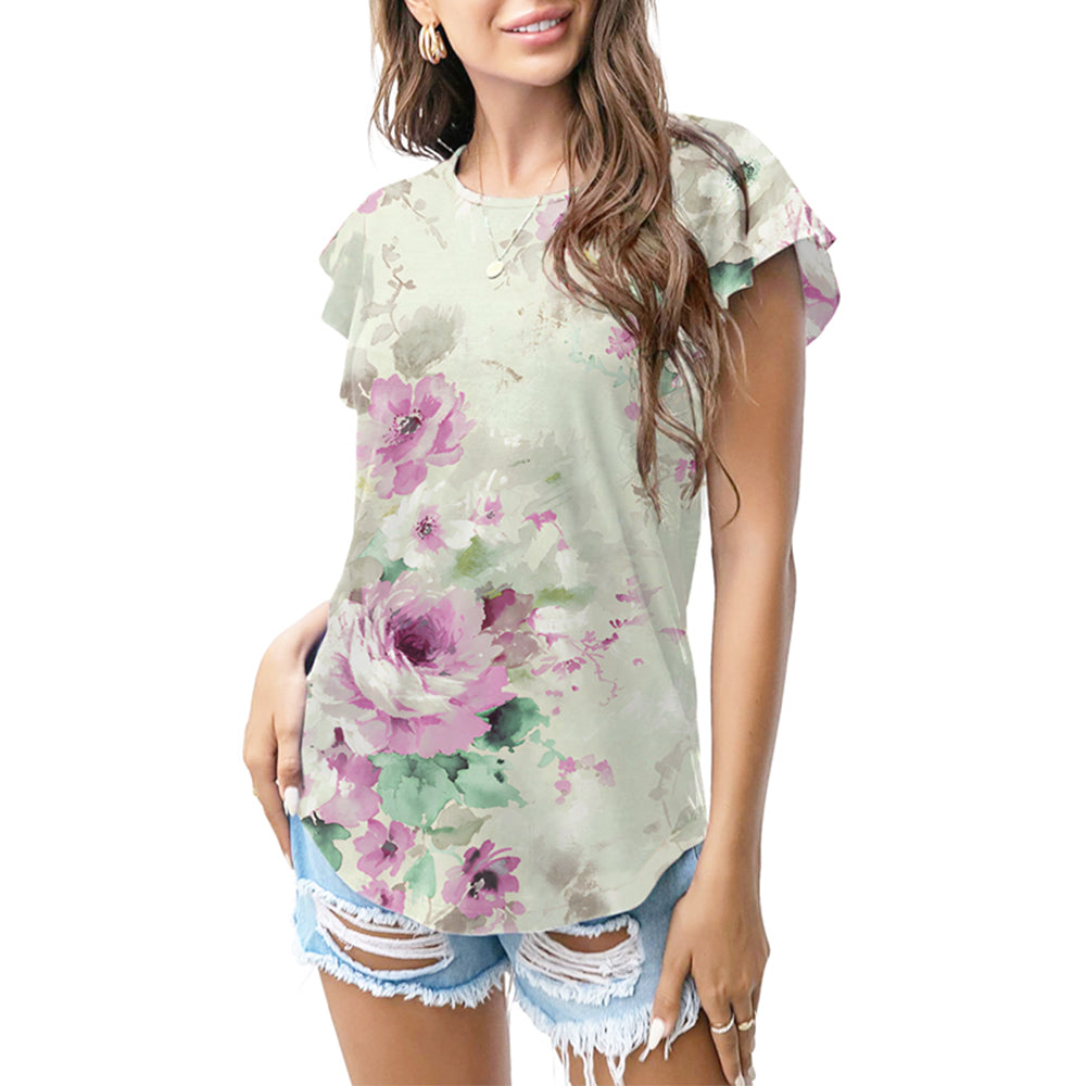 Pastel floral watercolor T-shirt
