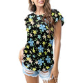 Black pastel floral T - shirt