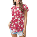 Kaos Oblong Motif Bunga Pink Blossom
