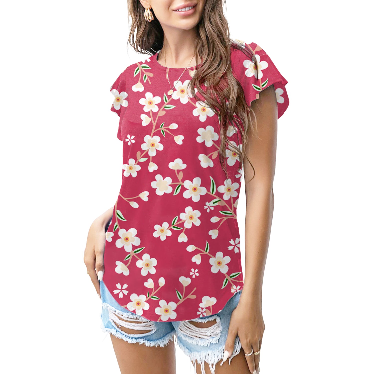 Pink Blossom Floral Tee T - shirt
