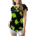 Black with neon-green florals T - shirt