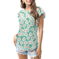 Green floral dotted pattern T - shirt
