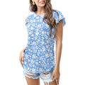 Sky blue floral scatter T - shirt