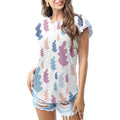 Pastel leaf print T - shirt
