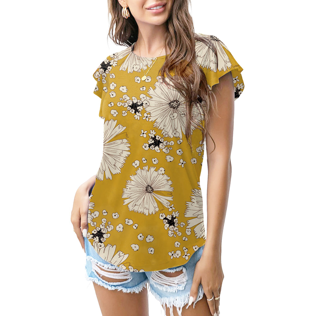 Mustard floral burst T - shirt
