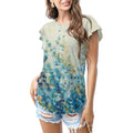 Blue abstract florals T - shirt