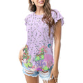 Lilac retro doodle print T - shirt