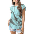 Mint abstract leaf print T - shirt