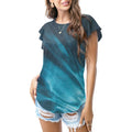 Teal ocean wash T - shirt