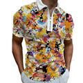 Abstract Floral Splash Polo Zipper T-shirts
