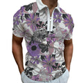 Lavender Floral Bloom Polo Zipper T-shirts