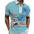 Sky Blue Beach Edition Polo Zipper T-shirts