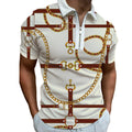 Ivory Gold Chain Polo Zipper T-shirts