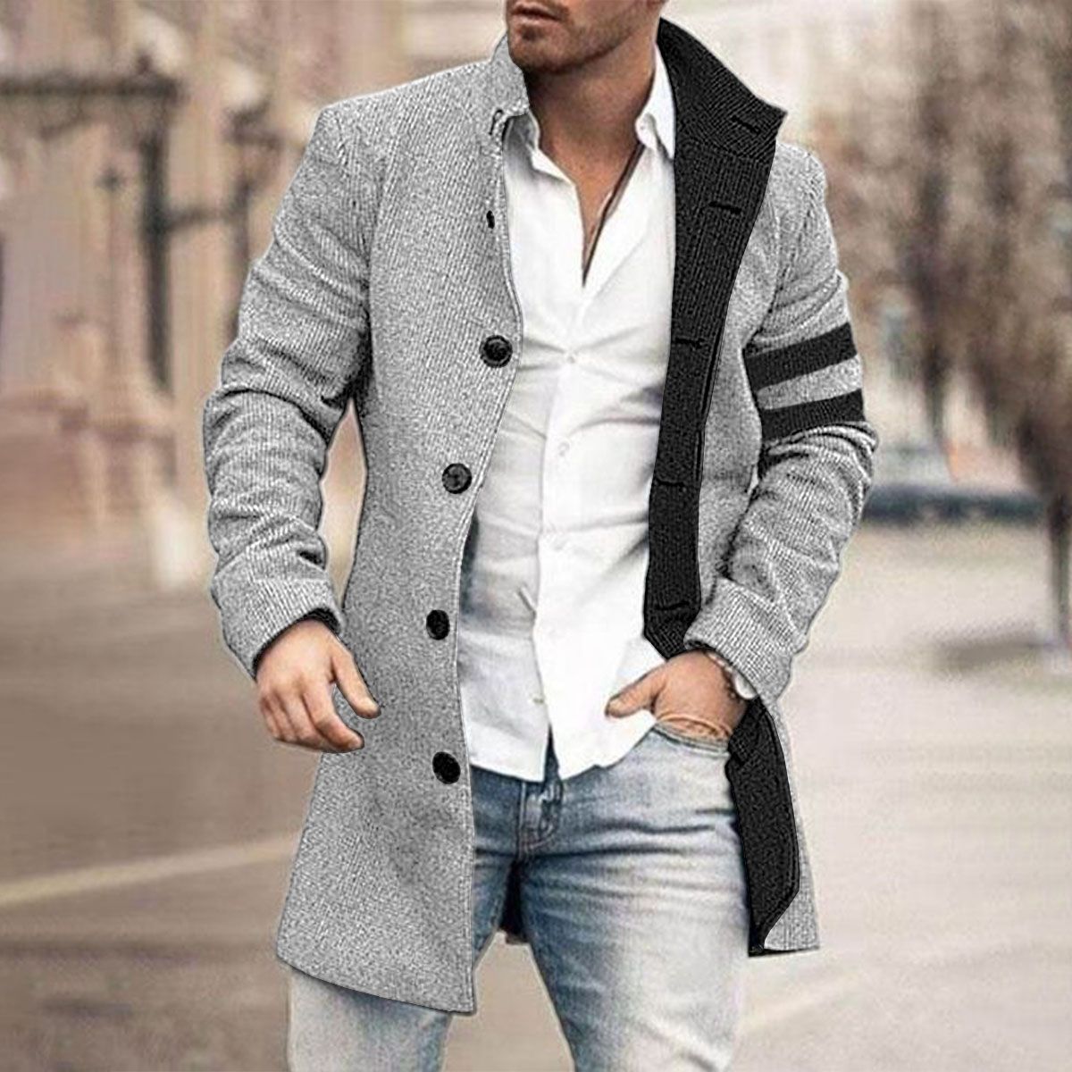 Grey with black accents