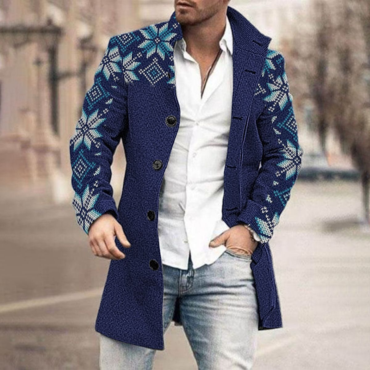 Navy snowflake knit