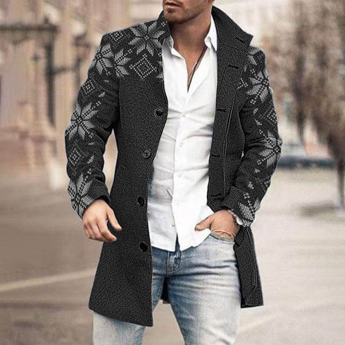 Black snowflake knit