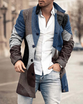 Blue brown geometric patchwork