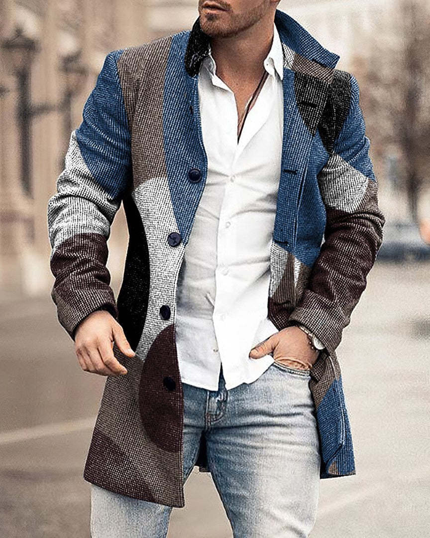 Blue brown geometric patchwork