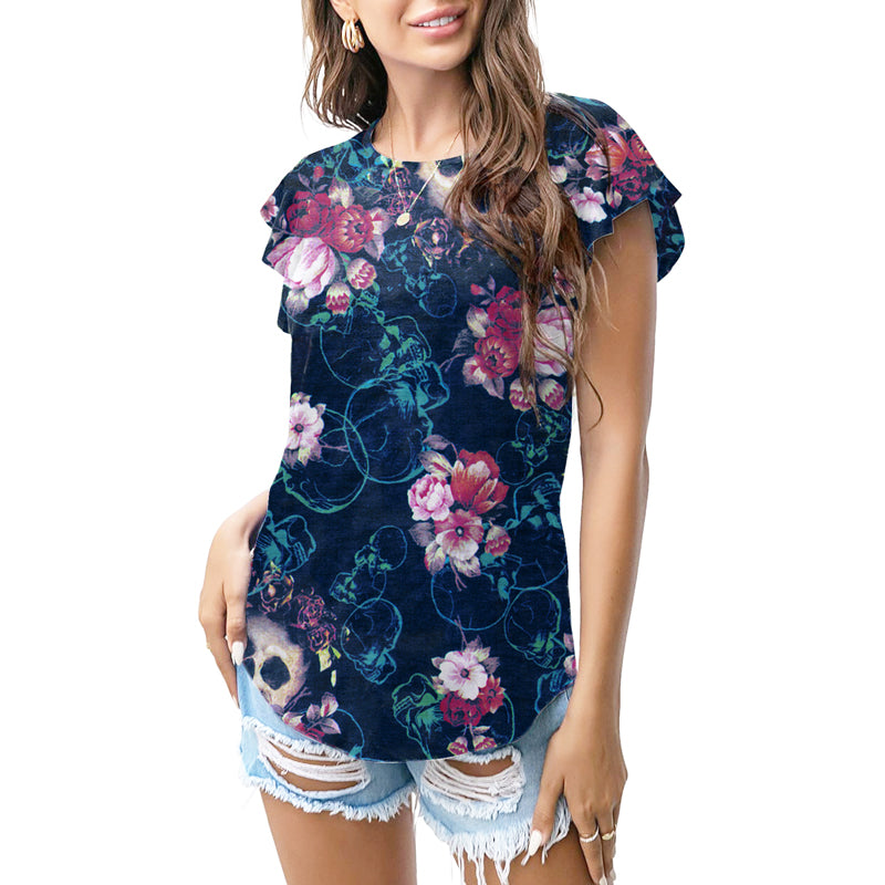 Navy floral elegance T - shirt