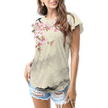Beige with cherry-blossom art T - shirt