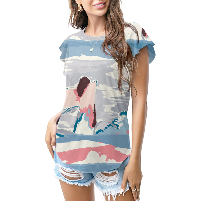 Pastel abstract beachscape T - shirt
