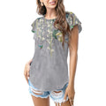 Grey floral hummingbird elegance T - shirt