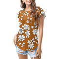 Rust brown floral sketch T - shirt