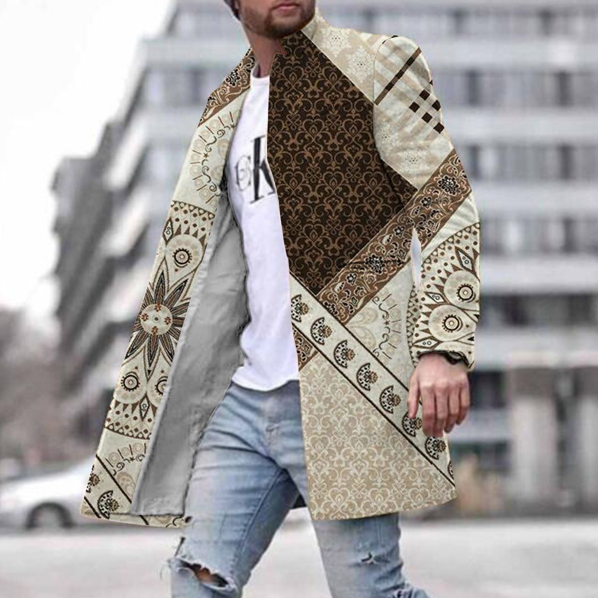 Beige brown patchwork