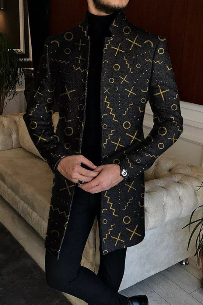 Black with gold geometrics