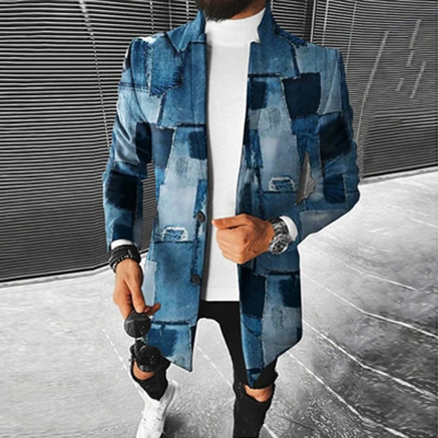 Blue patchwork denim