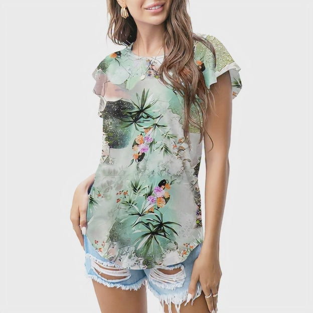 Mint tropical bloom T - shirt
