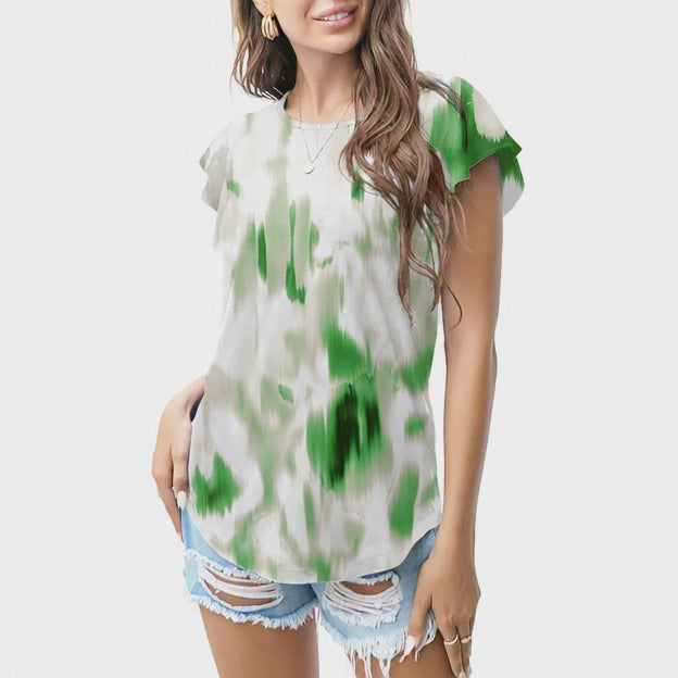 Green abstract tie-dye T - shirt