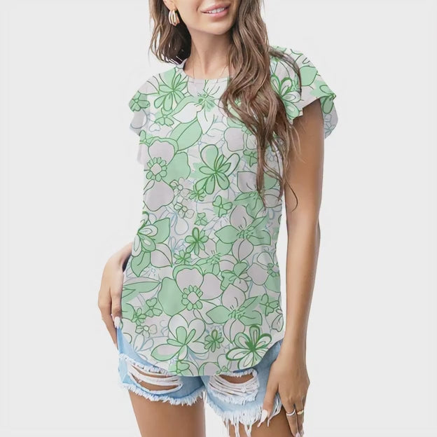Mint green floral T - shirt
