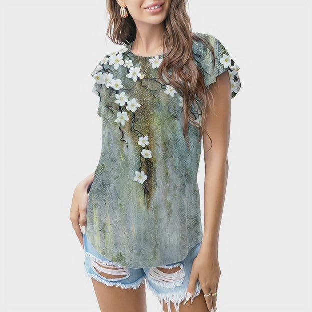 Rustic green floral vines T - shirt