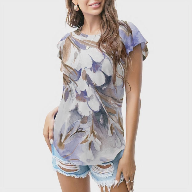 Lavender watercolor floral T - shirt
