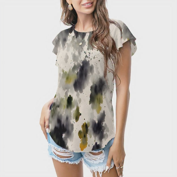 Neutral abstract splash T - shirt