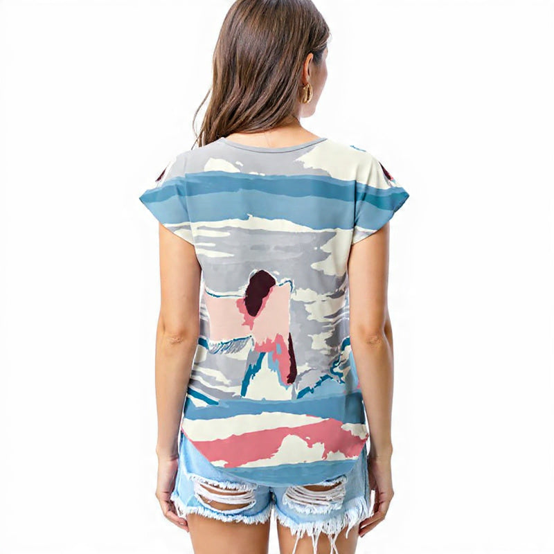 Pastel abstract beachscape T - shirt