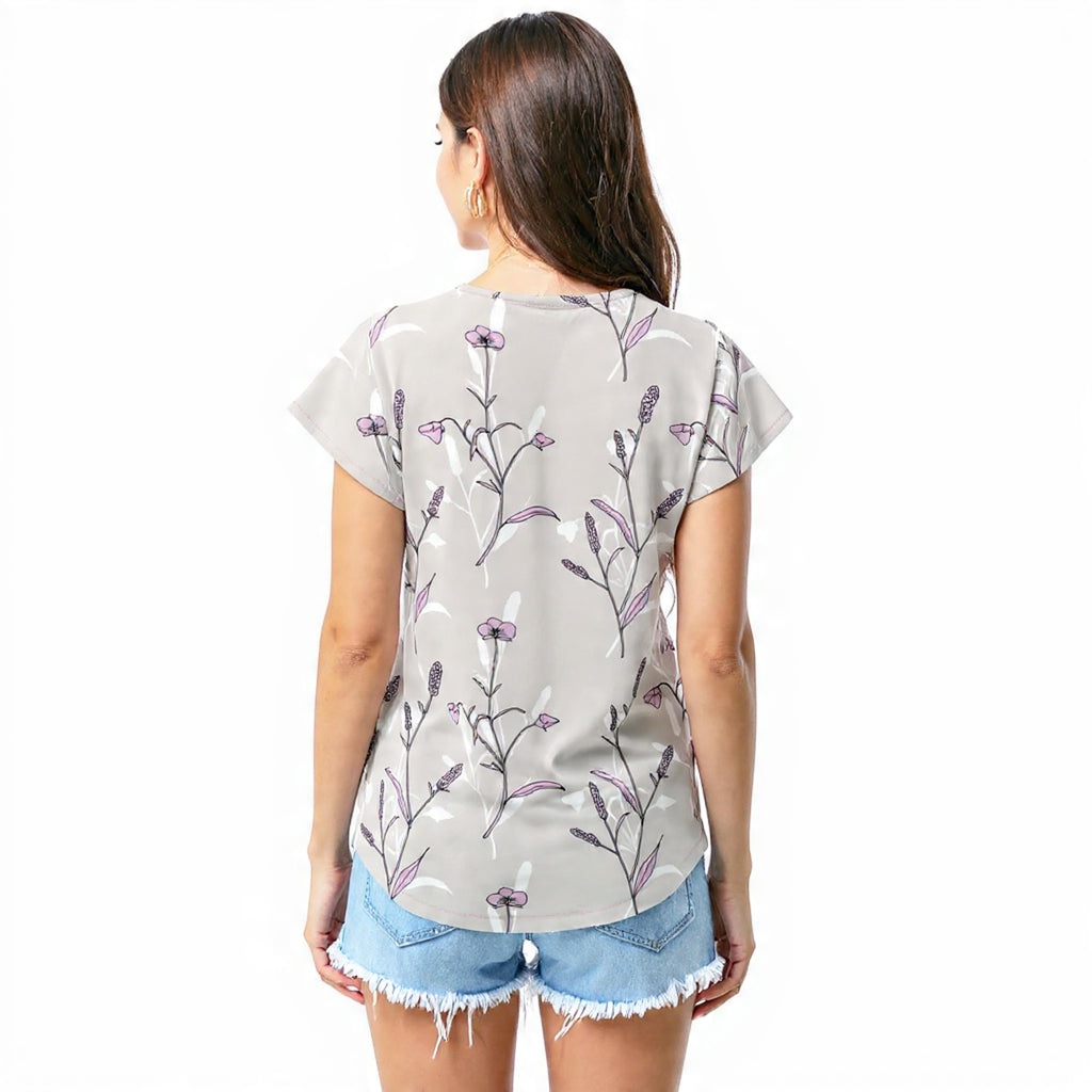 Soft grey floral T - shirt