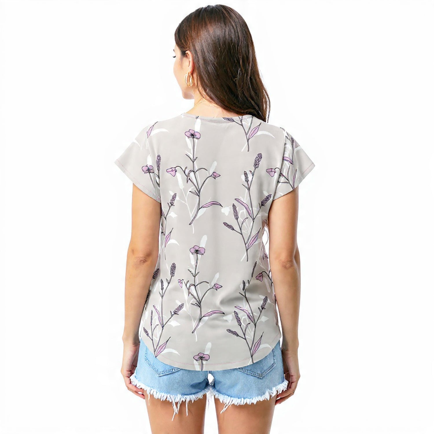 Soft grey floral T - shirt