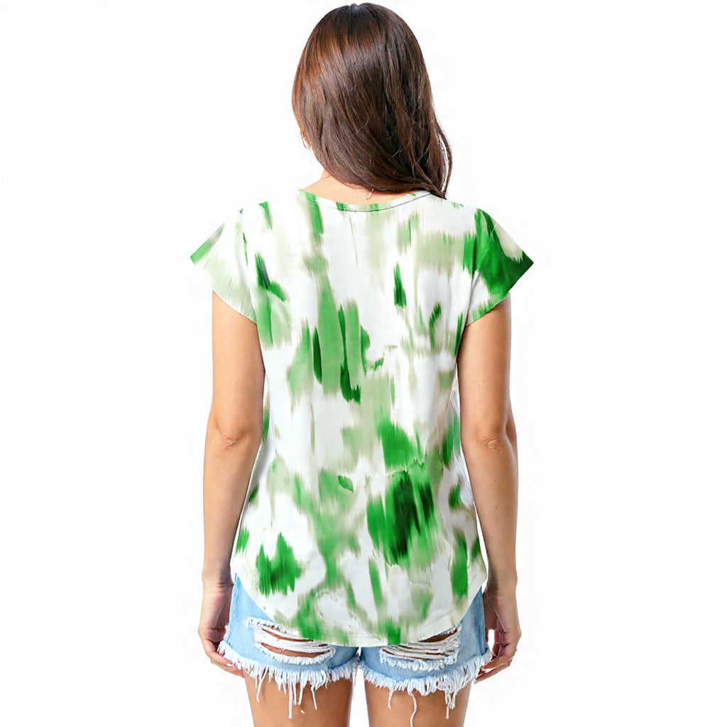 Green abstract tie-dye T - shirt