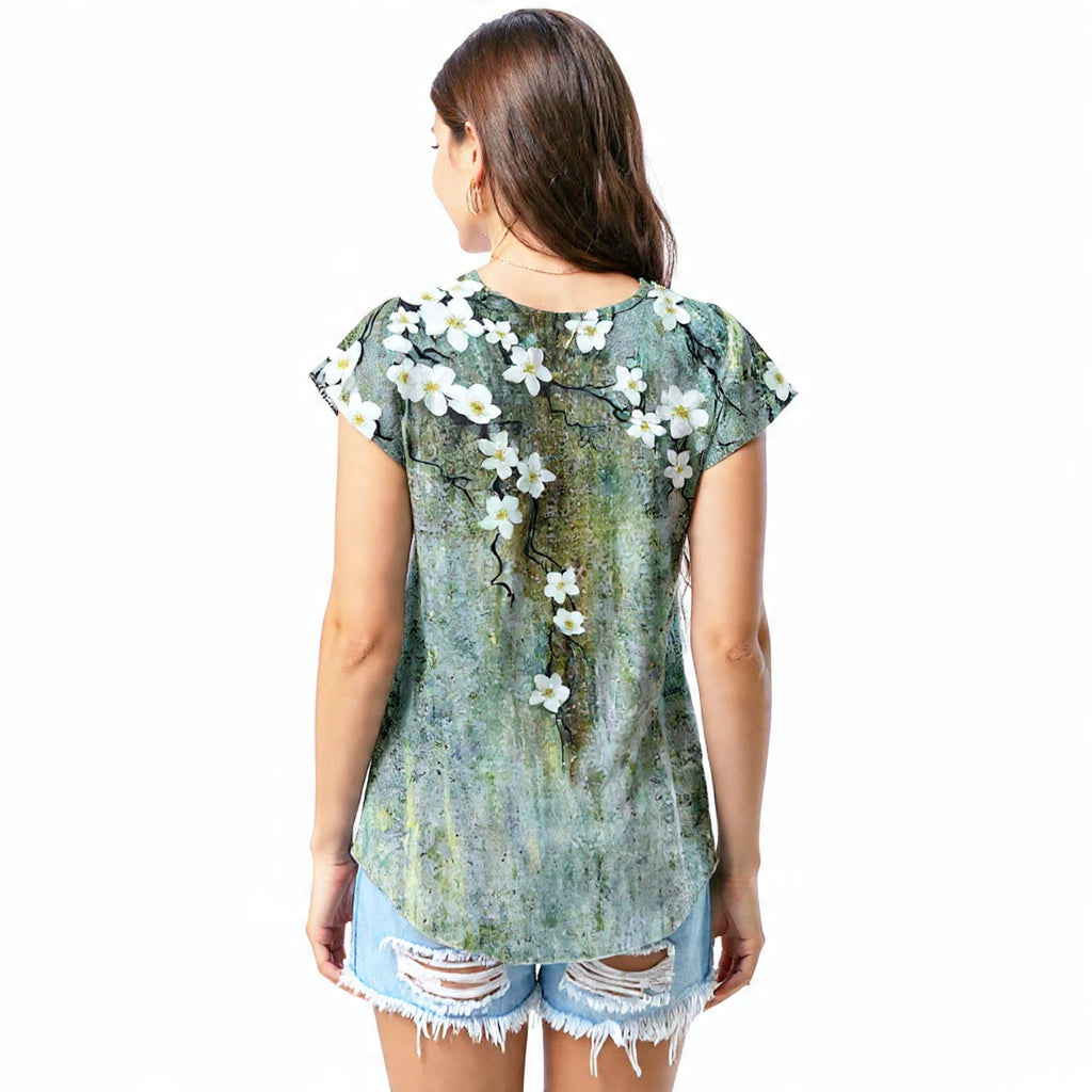 Rustic green floral vines T - shirt