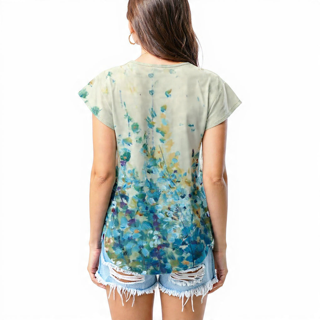 Blue abstract florals T - shirt