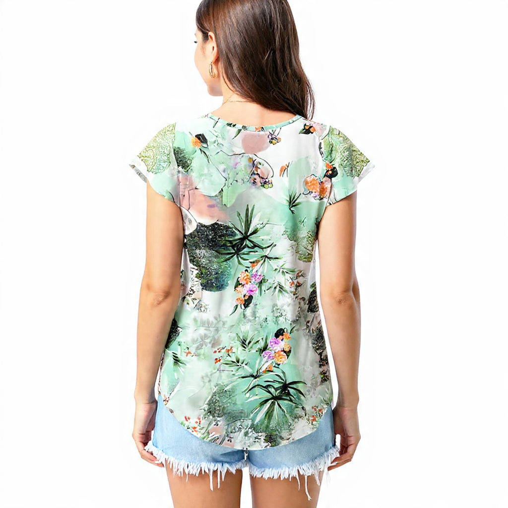 Mint tropical bloom T - shirt