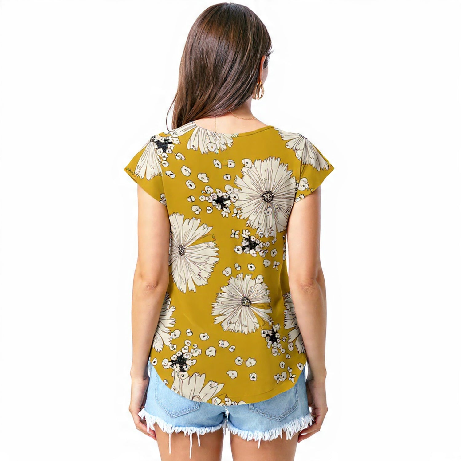 Mustard floral burst T - shirt