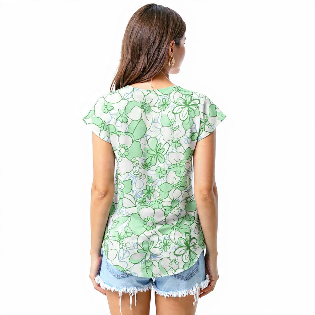 Mint green floral T - shirt