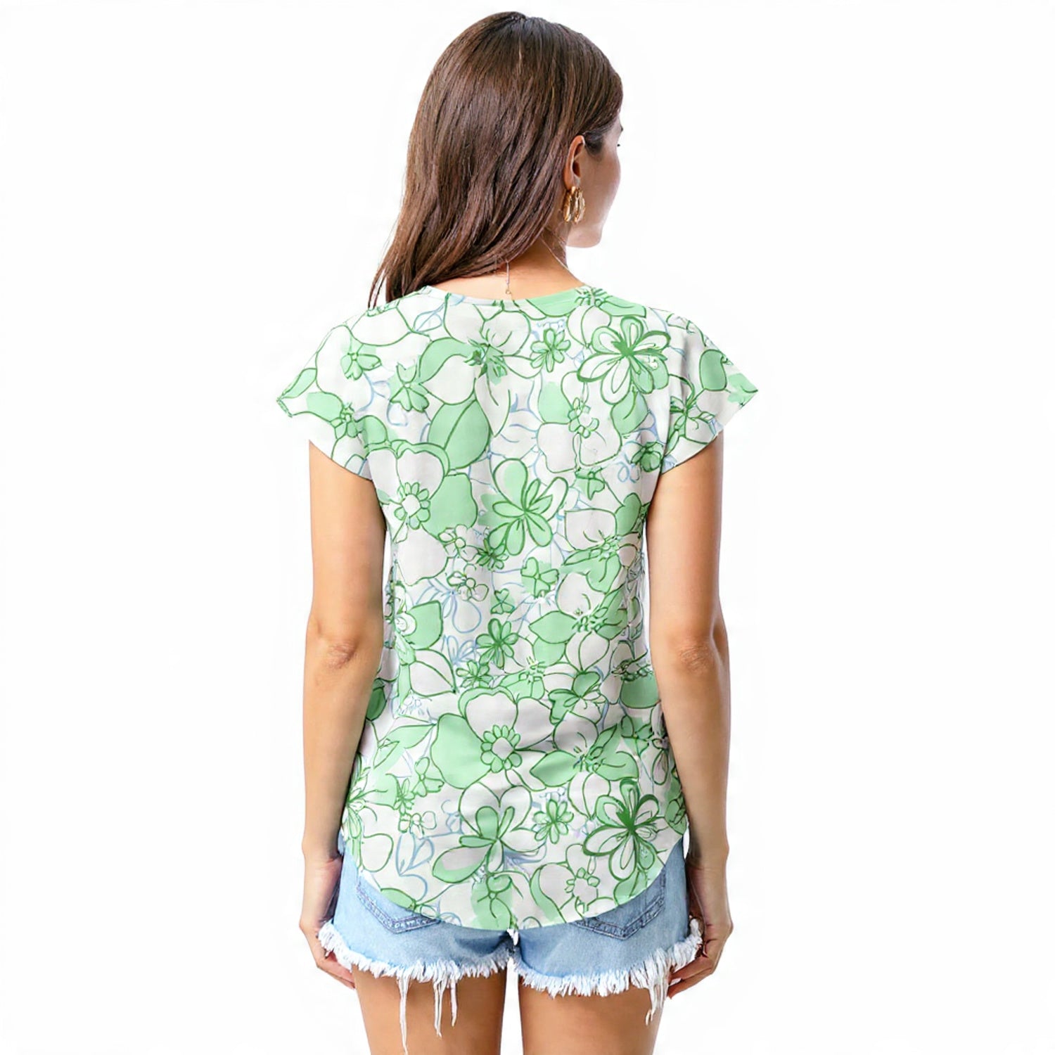 Mint green floral T - shirt