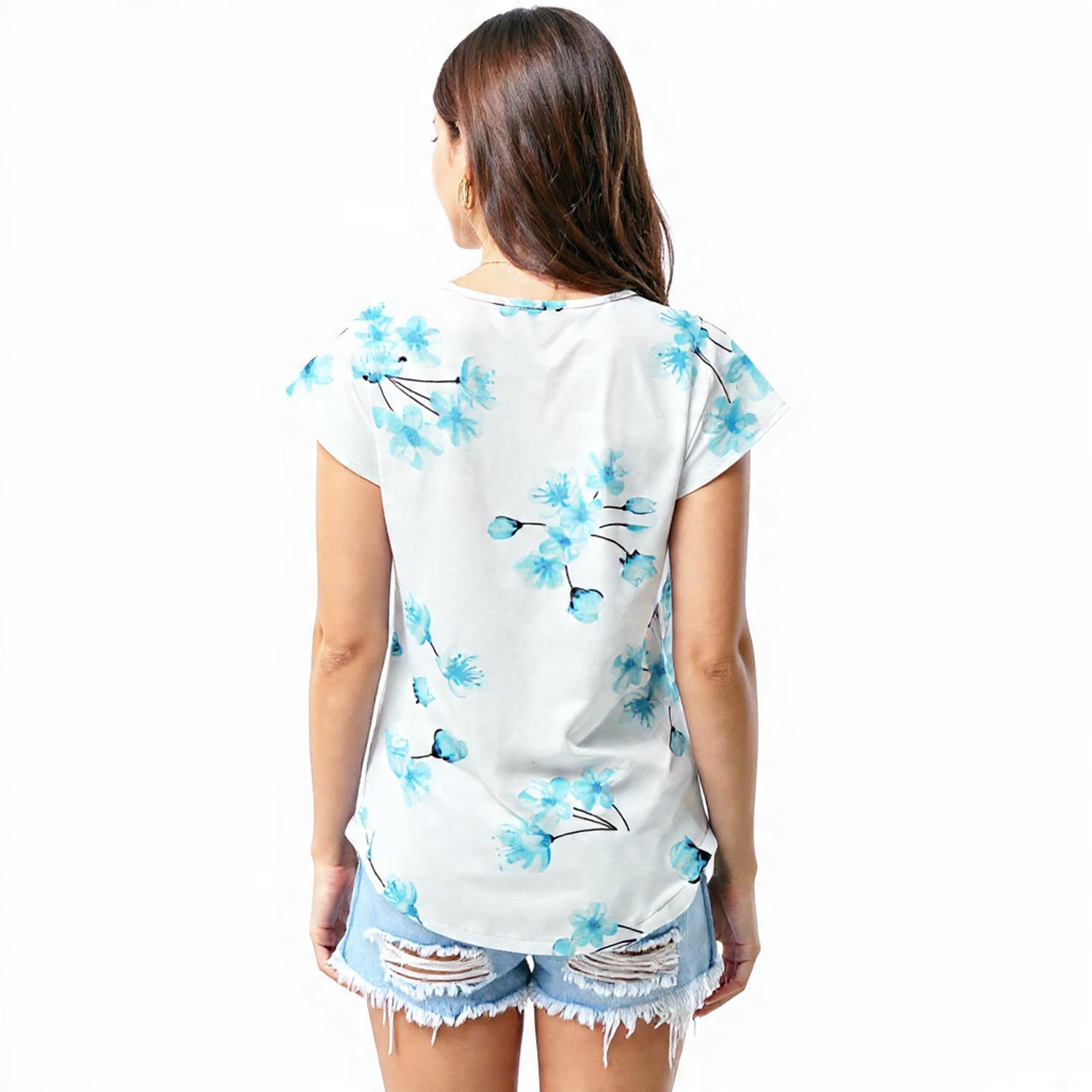 White & blue florals T - shirt