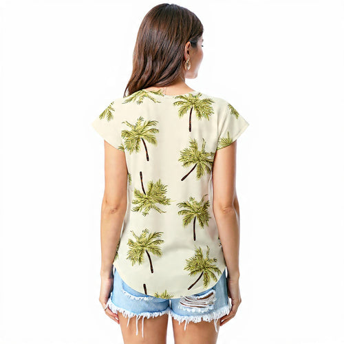 Beige tropical palms T - shirt